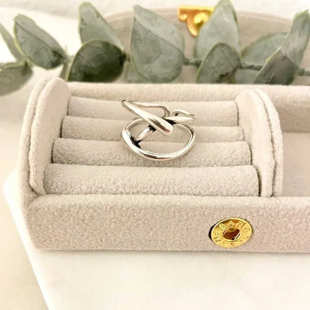 925 Sterling Silver Wrap Ring Minimalist Ring Band Geometric Adjustable Ring